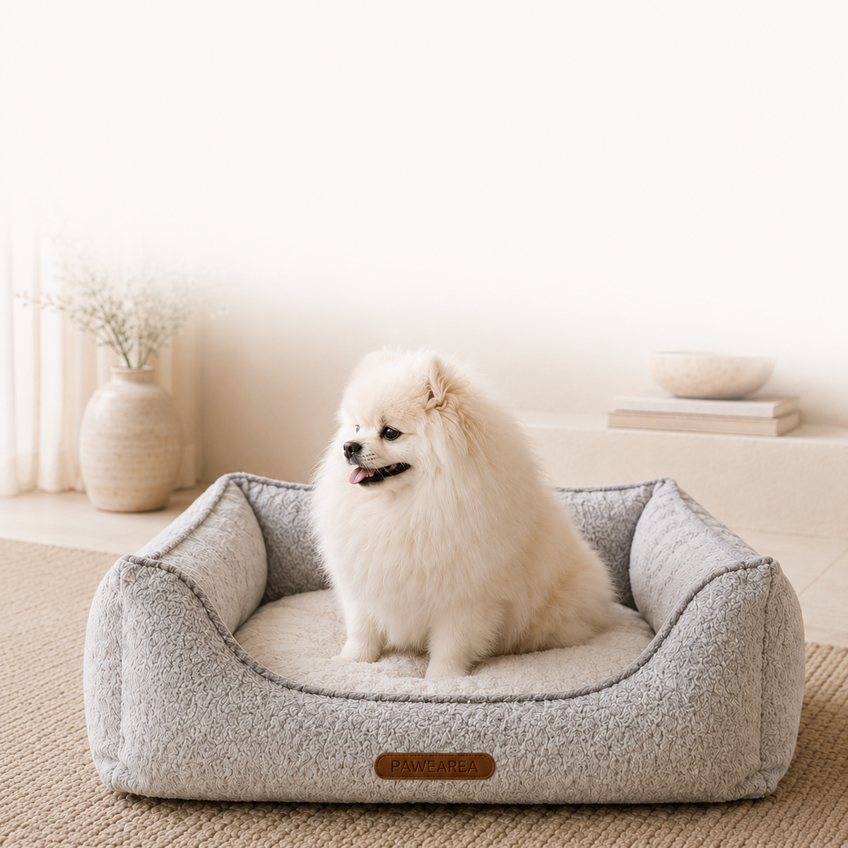 Hund sitzt im Euphoria Hundebett